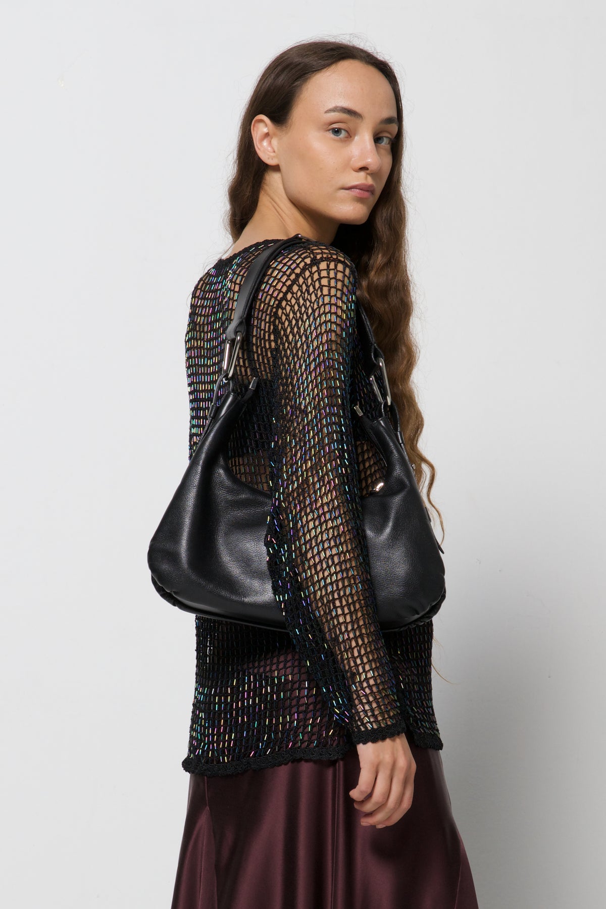 Borsa baguette in vera pelle made in Italy