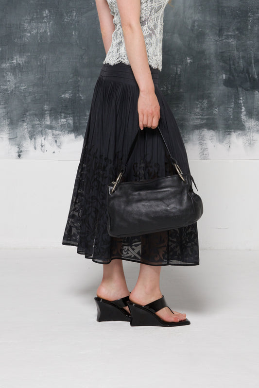 Shoulder bag in vera pelle con anelli
