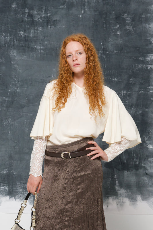 VALENTINO Night blusa in seta con maniche in pizzo