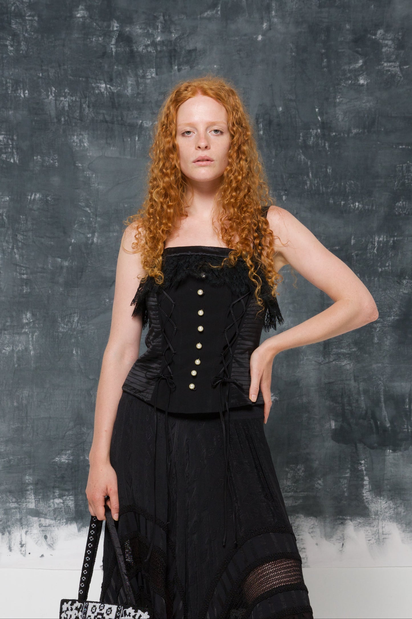 Corsetto in seta con pizzo new old stock