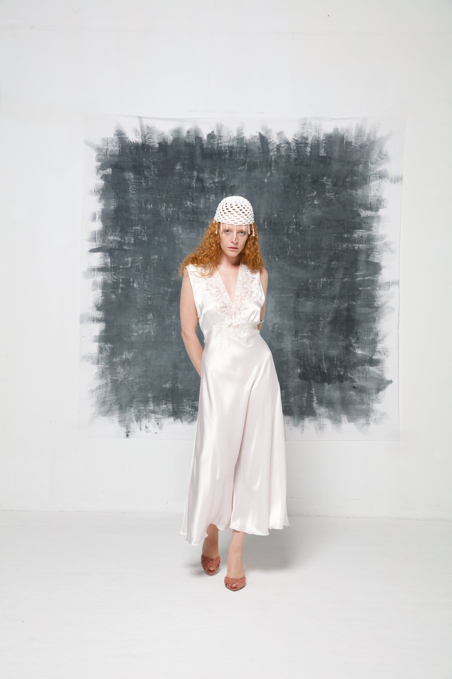 Abito lingerie vintage in pura seta rosa