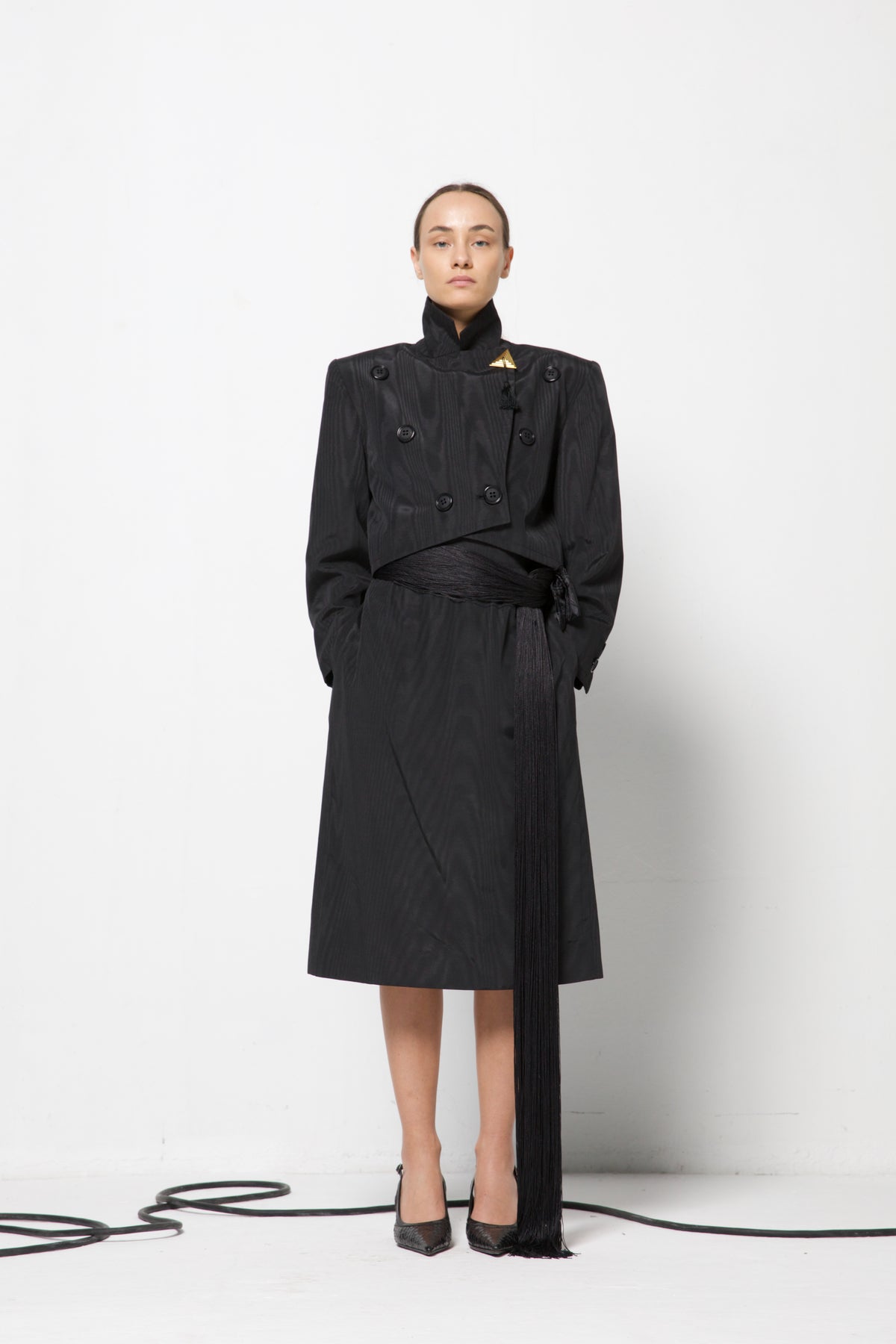 YVES SAINT LAURENT tailleur moiré in cotone e cupro