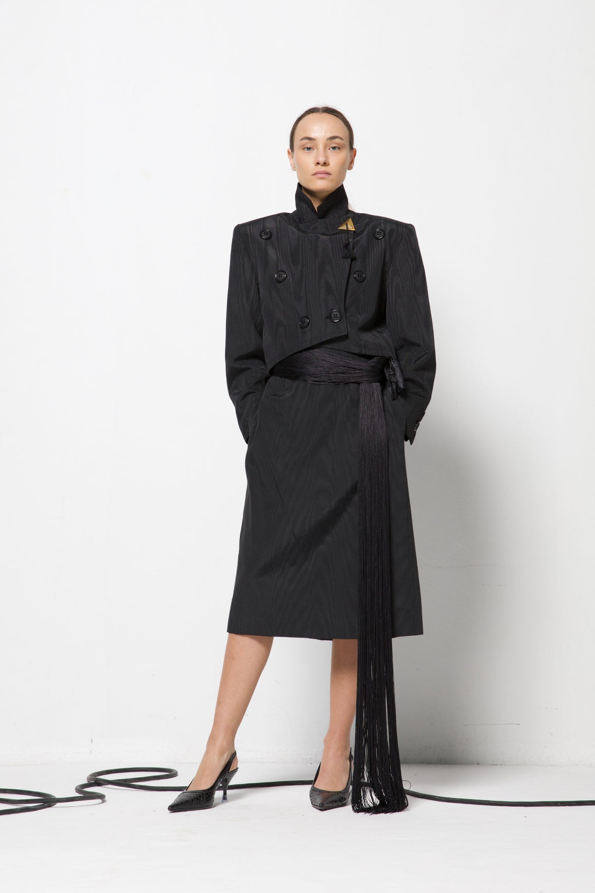 YVES SAINT LAURENT tailleur moiré in cotone e cupro