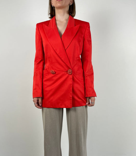 Made in Italy blazer in cotone corallo