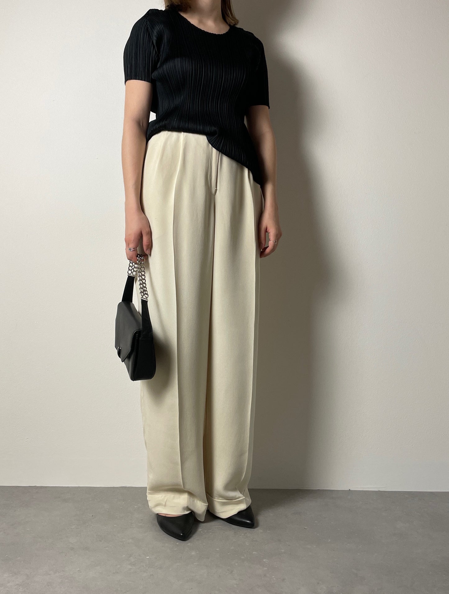 Cream silk vintage pants