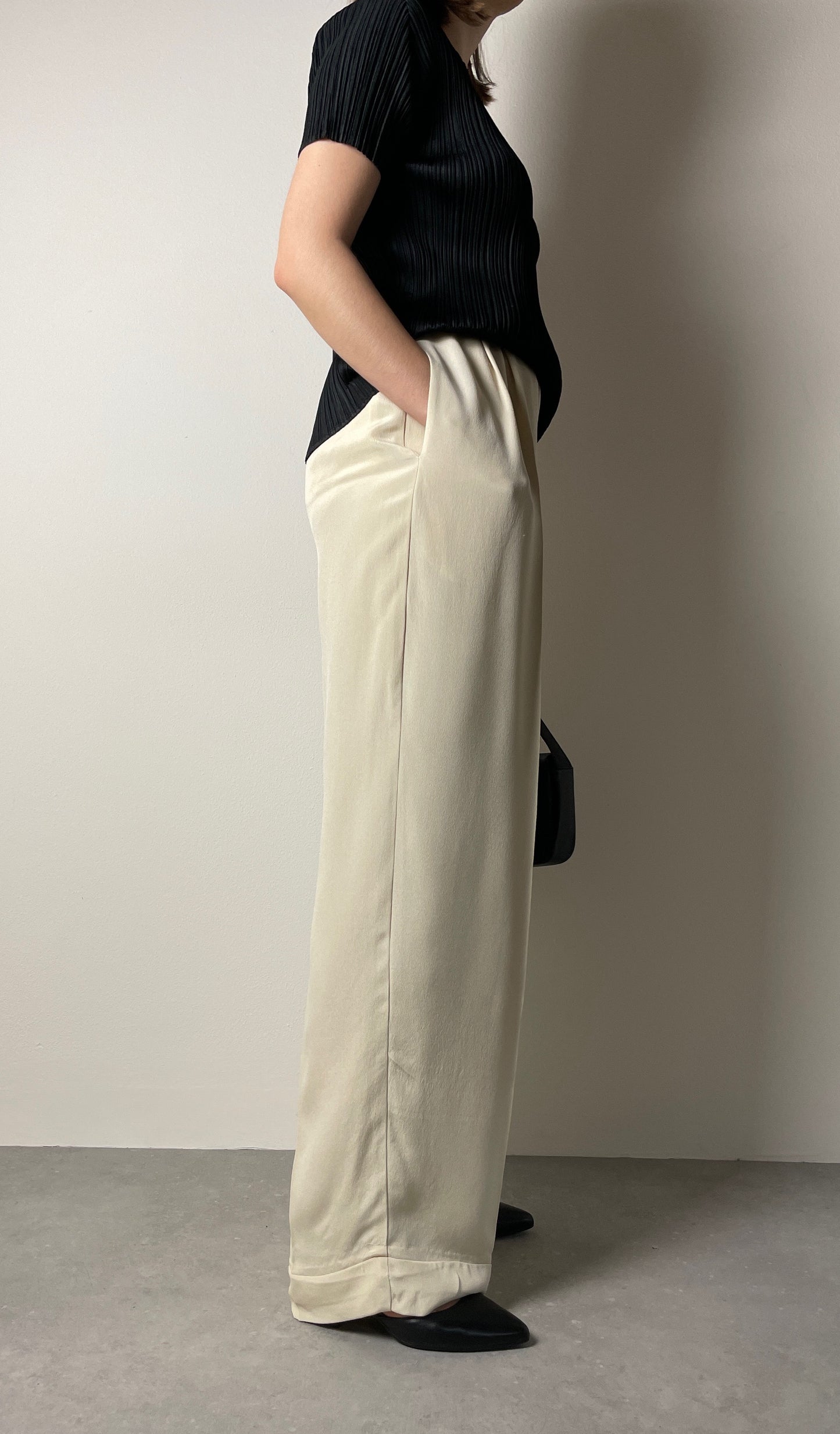 Cream silk vintage pants