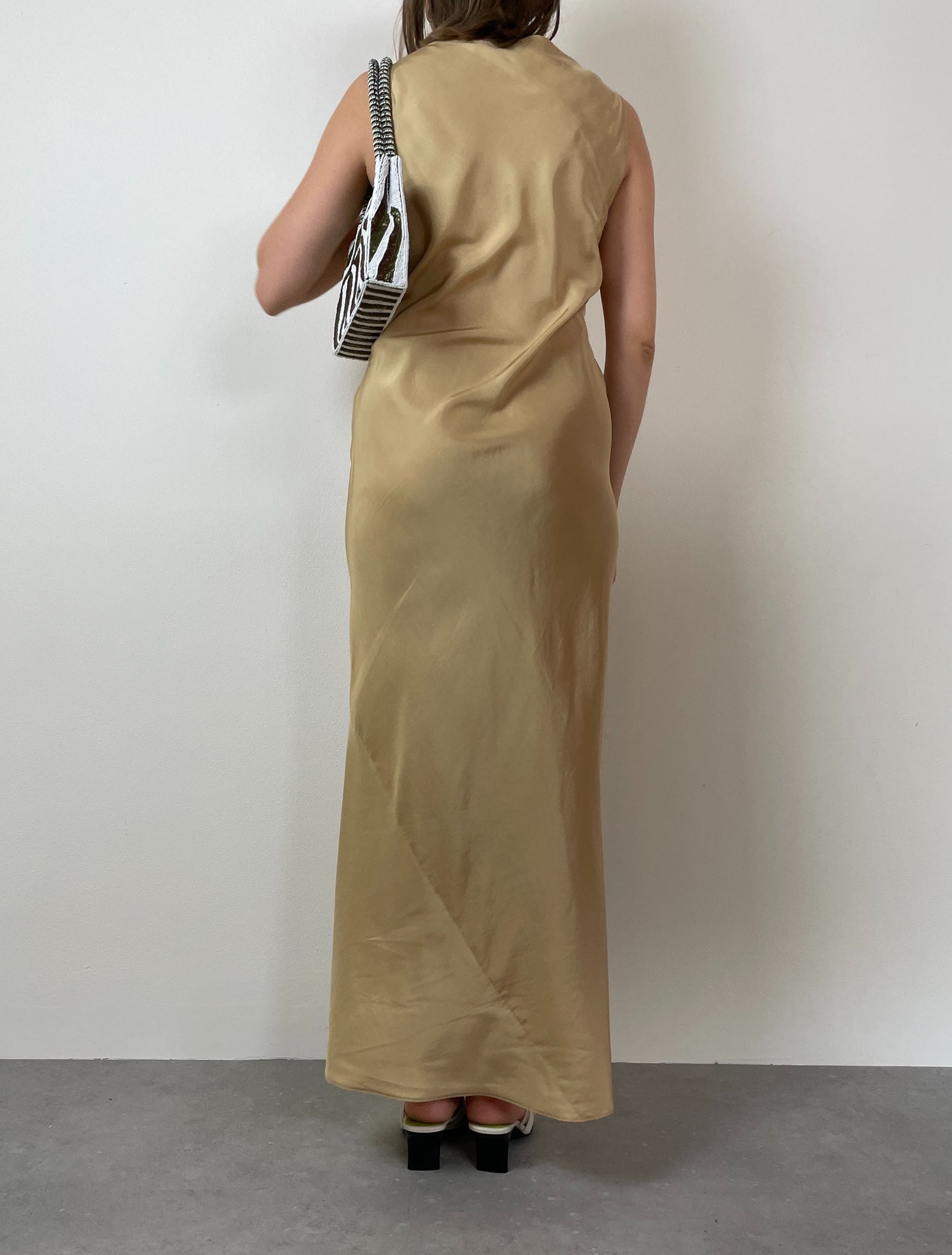 Silk long gold dress