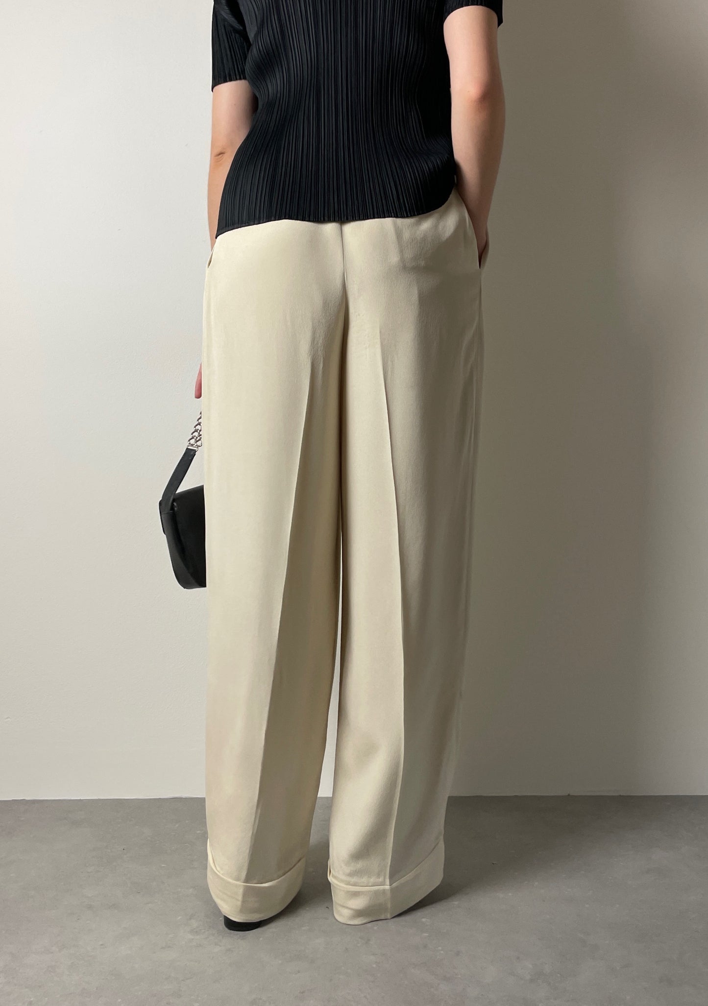 Cream silk vintage pants