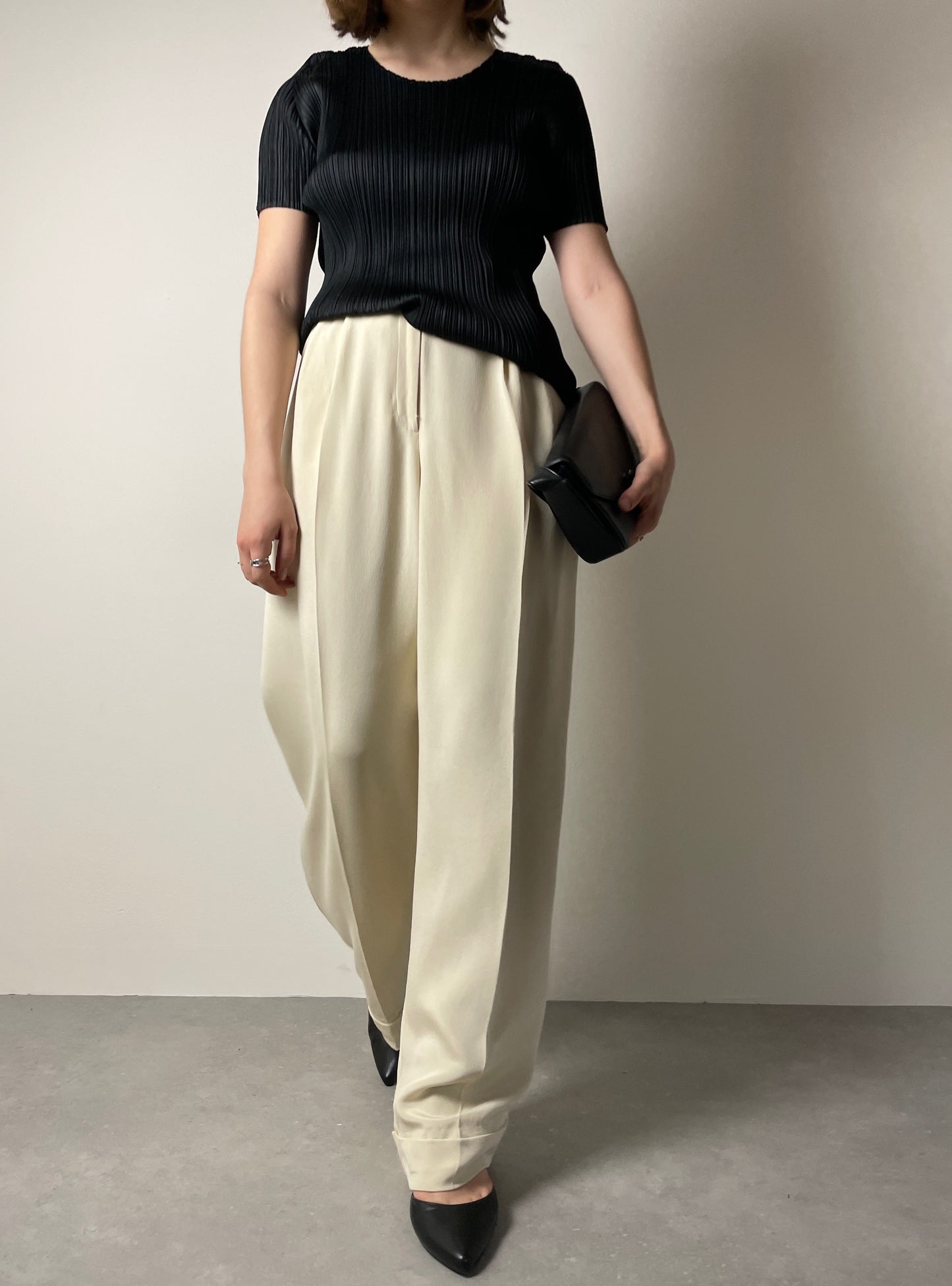 Cream silk vintage pants