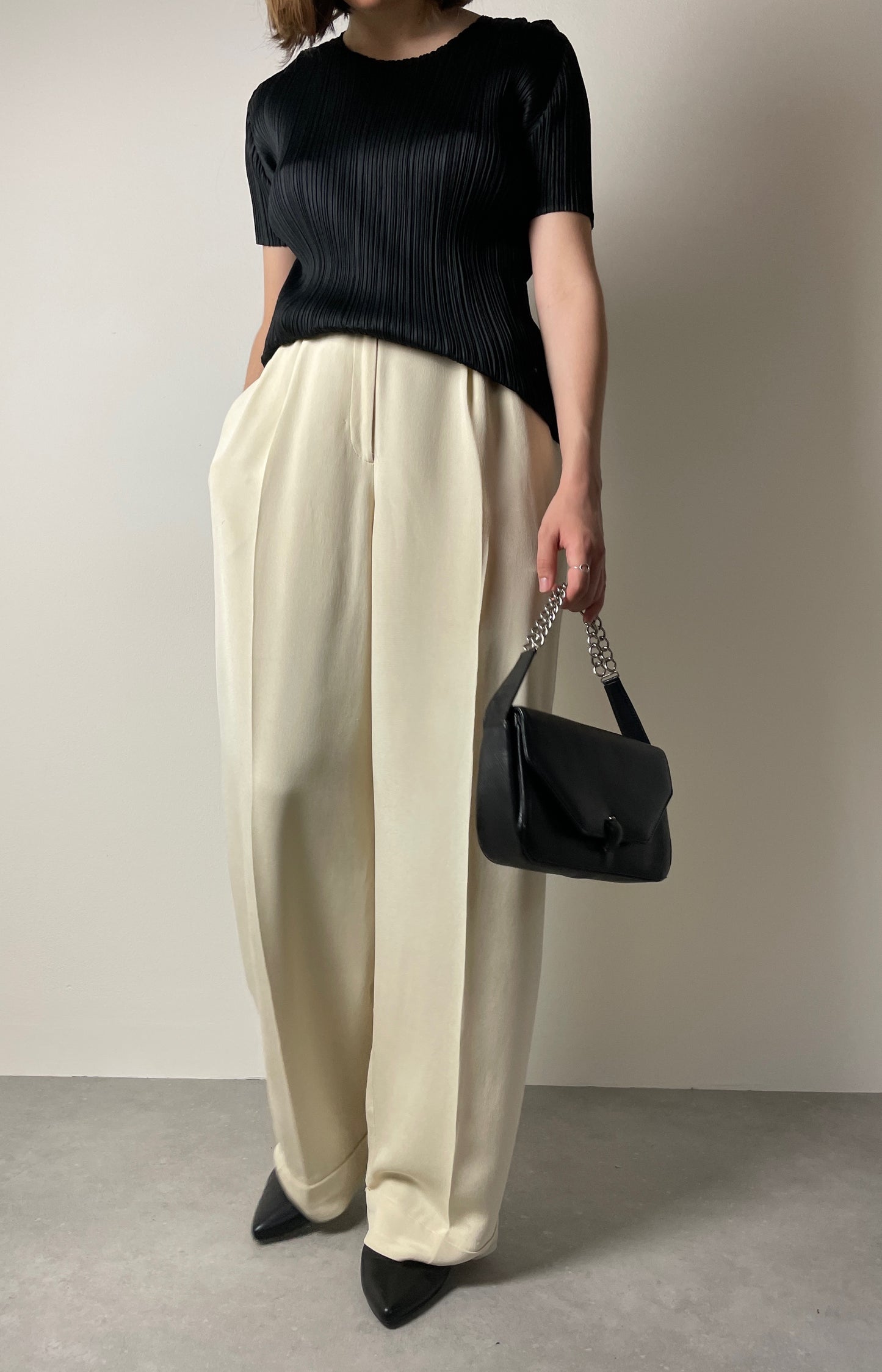 Cream silk vintage pants