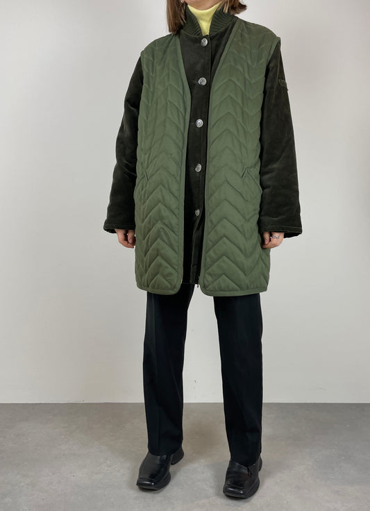 Velvet olive jacket with vest