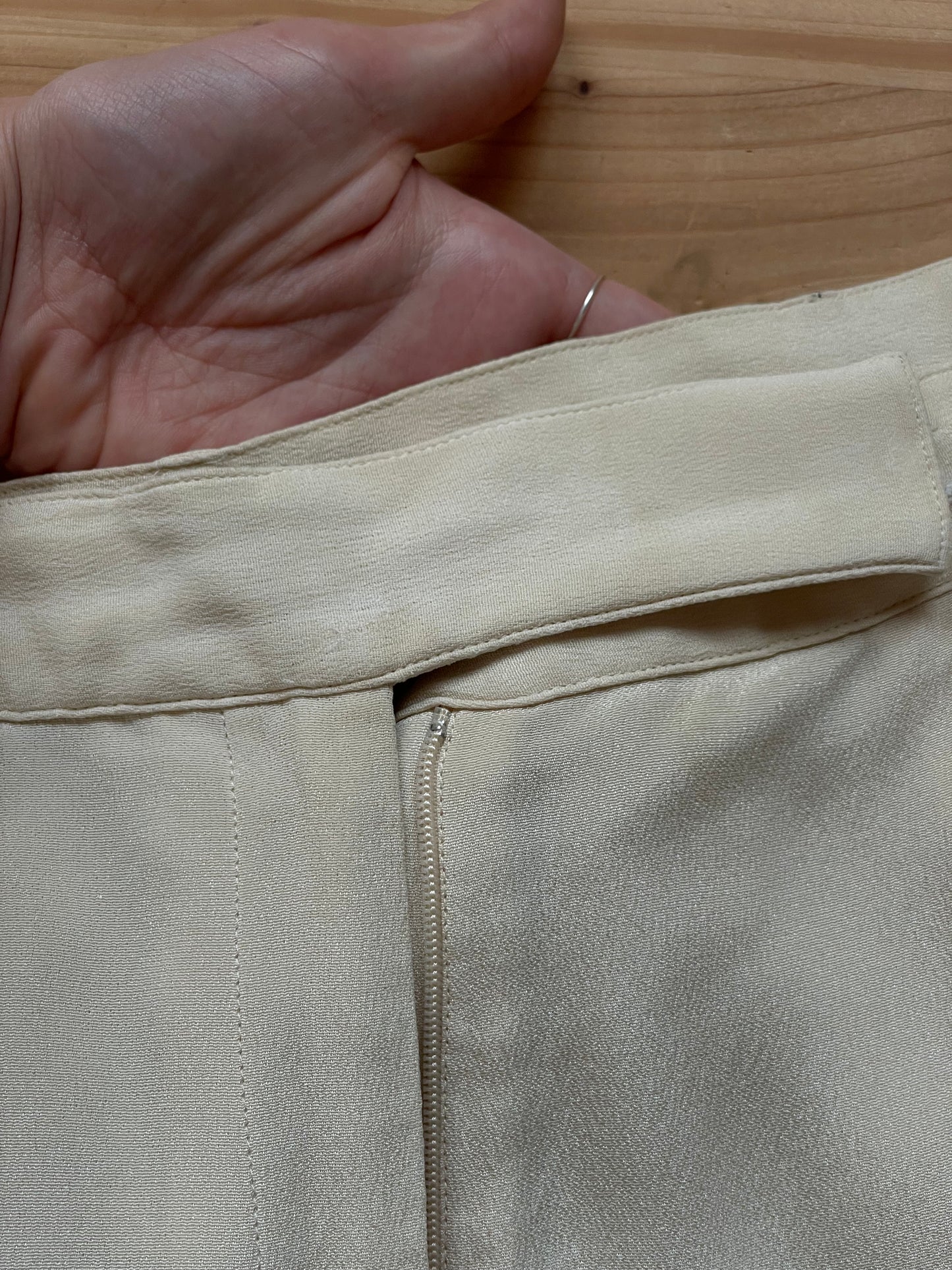 Cream silk vintage pants